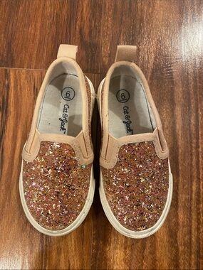 Cat & Jack Girls' Glitter Slip-On Sneakers - Rose Gold Multicolor